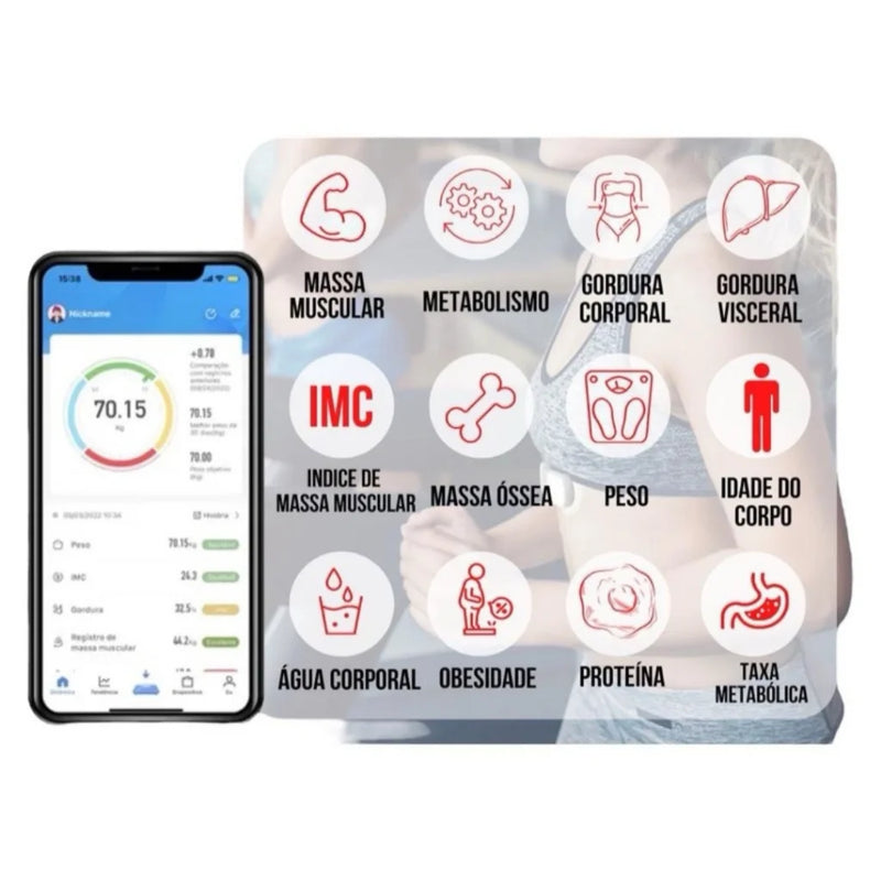 Balança Digital Bluetooth Bioimpedance